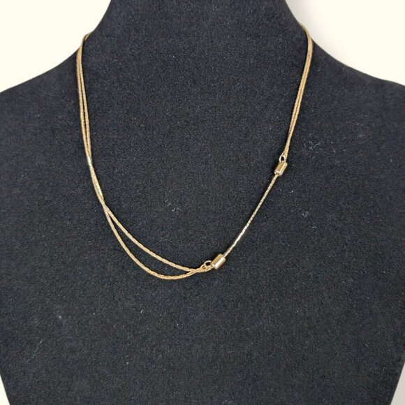 (2/$20) Vintage Adjustable Gold Tone Flat Link Necklace - Picture 1 of 5